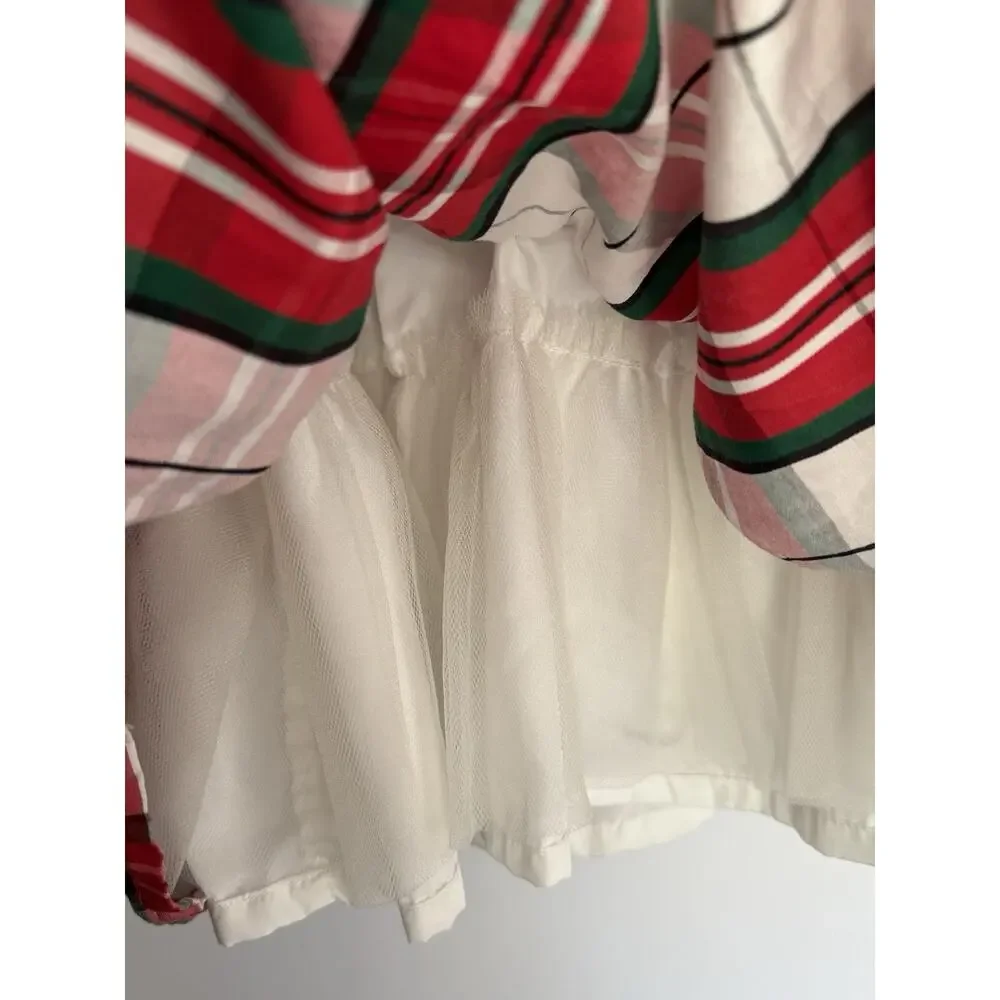 Carter’s Girls 12M Sleeveless Christmas Plaid Dress Bow Crinoline Holiday